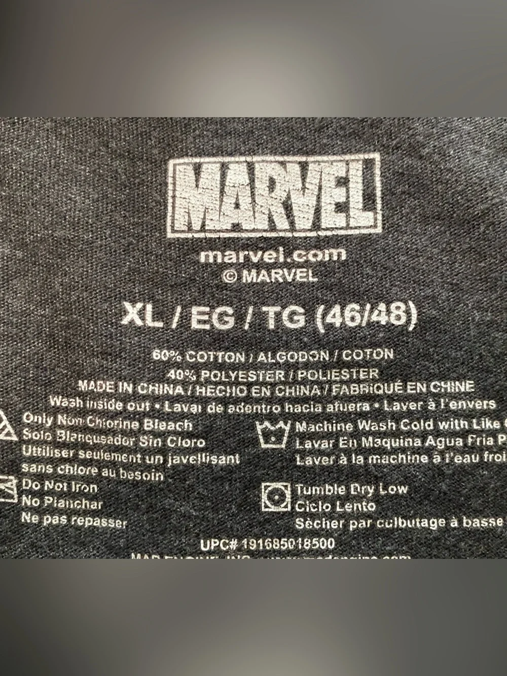 Marvel punisher Long Sleeve Tee with White Skull and Sleeve Text - Picture 2 of 8